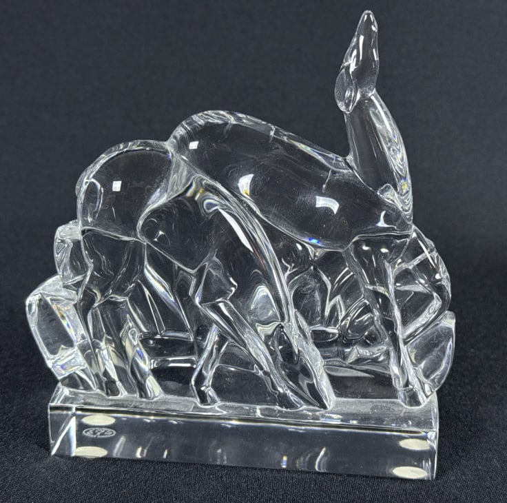 Baccarat France Art Deco Gazelle Deer Sculpture 5 x 6 x 2 inches. No damage.: 5 x 6 x 2 inches. No damage.