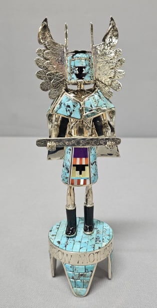 Sterling Silver and Turquoise Crow Mother Figure Silver figure of Crow Mother with removable (1 of 11)