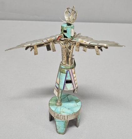 Sterling Silver and Turquoise Eagle Figure Sterling silver figure of Eagle with removable (1 of 16)