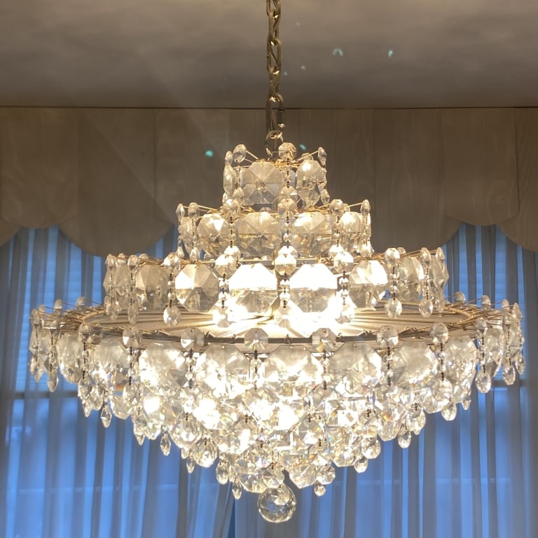 Schonbek Crystal Prism Chandelier Fixture 4875H by Schonbek. Comes with paperwork and three loose (1 of 12)
