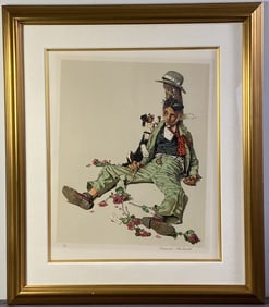 Norman Rockwell Lithograph Signed Rejected Suitor by Norman Rockwell, signed in pencil by the artist