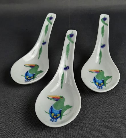 Hermes Toucans Amuse Bouche Chinese Spoons Set of 3 (1 of 8)