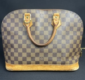 Louis Vuitton Checker Print Medium Size Tote Authentic Louis Vuitton brown leather tote with tan
