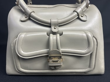 Jimmy Choo Sage Grey Tote & Dust Bag Medium large size sage grey Jimmy Choo tote with tan suede