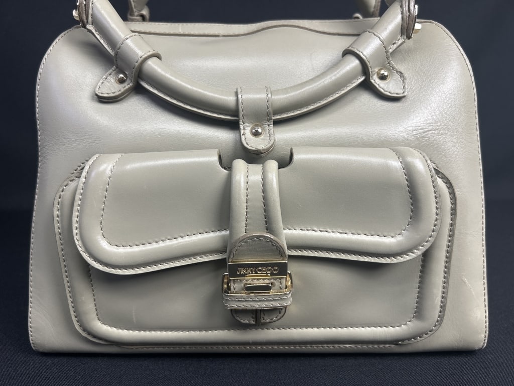 Jimmy Choo Sage Grey Tote & Dust Bag Medium large size sage grey Jimmy Choo tote with tan suede (1 of 15)