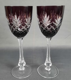 Faberge Crystal Odessa Hock Purple Wine Glasses 8.25 inches tall. No chips, cracks or damage.