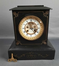 Vintage Marble Mantle Clock Key included. Clock chimes on the hour but does not keep time. Pendulum