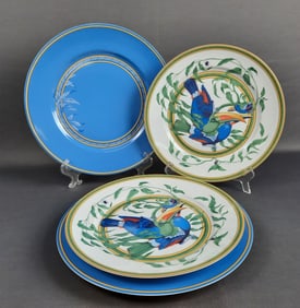 Hermes Toucans Dinner Plates & Blue Presentation Plates