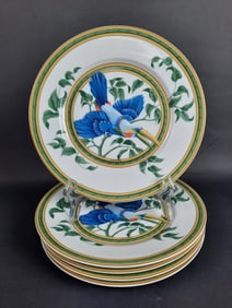 Hermes Toucans Lunch Plates #2 8.5 inches. Few utensil marks. No chips or cracks.