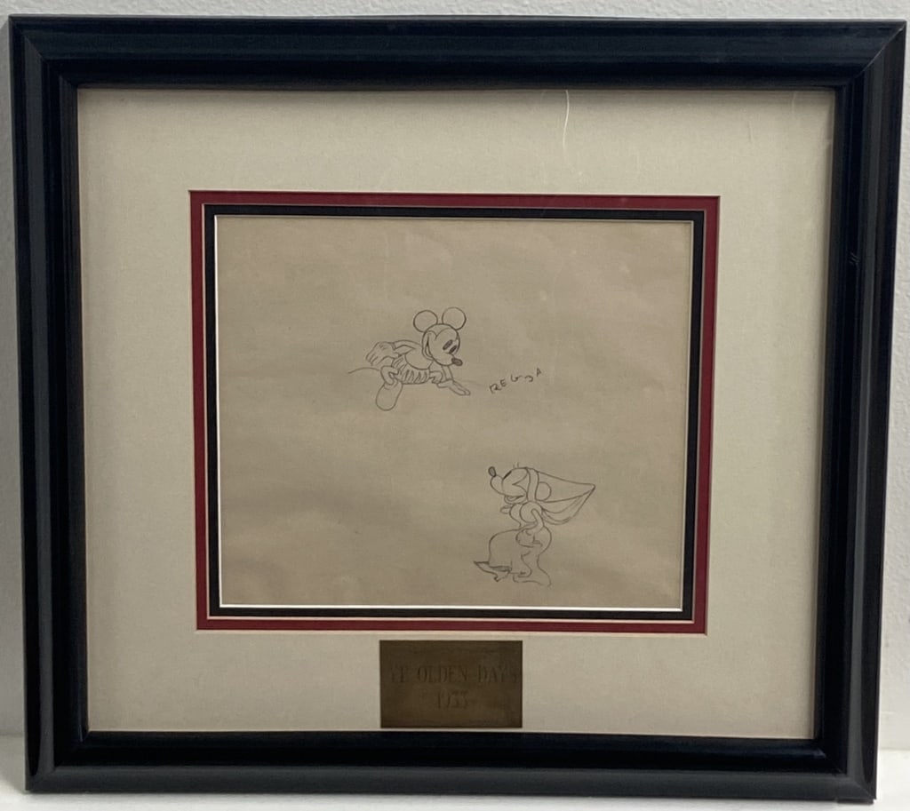 Original 1933 Mickey & Minnie Mouse Drawing Unsigned framed pencil drawing of Mickey and Minnie (1 of 5)