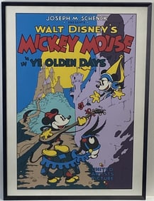 Mickey & Minnie Mouse Ye Olden Days Serigraph Framed serigraph from the original 1933 movie poster,