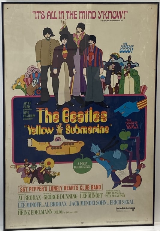 Original 1968 Beatles Yellow Submarine Poster Poster for the Beatles movie Yellow Submarine, (1 of 9)