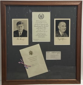 JFK & LBJ Inauguration Invitation Set in Frame January 20th 1961 inauguration of John F Kennedy and