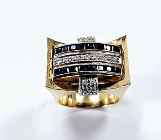 14K  Rose Gold Flip Sapphire Ruby & Diamond Ring Ring weighs 20