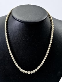 14K Bezel Set Diamond Tennis Necklace 2.63 TDWT Necklace weighs 33.2 Grams Measures 15"