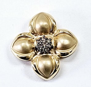 14K Gold Flower Slide Pendant Champagne Diamonds Pendant weighs 2.9