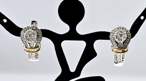 14K Gold Natural Diamond Earrings .60 CTTW Minimum Average Color