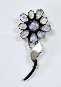 Nicky Butler Sterling Moonstone Flower Brooch Brooch weighs 14.4 Grams