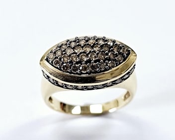 14K  Gold Natural Brown Diamond Ring 1 CT TDWT Ring weighs 4.6 Grams Size 7