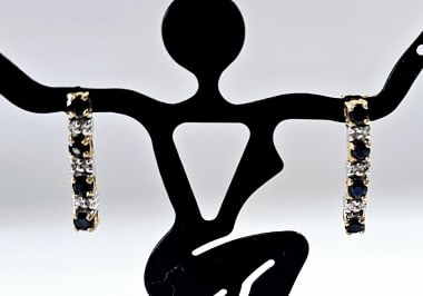 14K Yellow Gold Diamond & Sapphire Earrings Earrings weigh 2.5 Grams