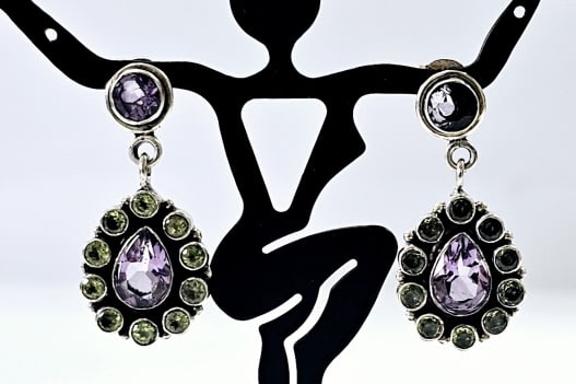 Nicky Butler Sterling Amethyst & Peridot Earrings Earrings weigh 8.8 Grams: Earrings weigh 8.8 Grams