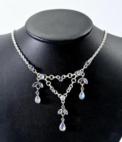 Nicky Butler Sterling  Moonstone Drop Necklace Necklace weighs 21.7 Grams Measures 20"