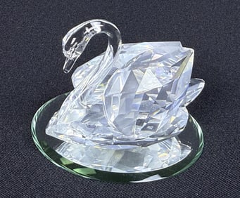 Swarovski Silver Crystal Swan 3 inches long. With original box. Free from damage. Mirror not