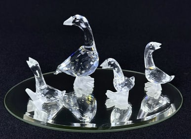 Swarovski Silver Crystal Geese Lot of Four 4 pieces. Approximately 1-2 inches each. With original