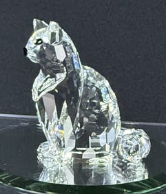 Swarovski Silver Crystal Cat 2 by 2 inches. With original box.  Free from damage. Mirror not
