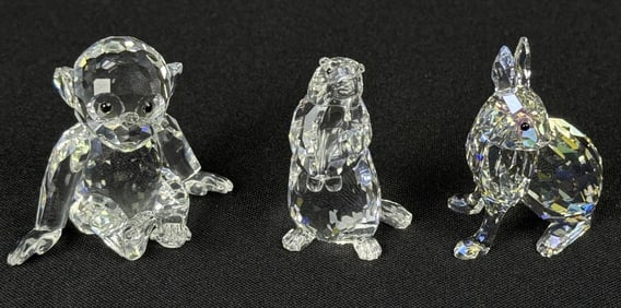 Swarovski Crystal Figurine Lot Monkey Hare Marmot With original boxes. Free from damage. 11 x 4 x 3
