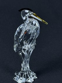 Swarovski Crystal Figurine Silver Heron 5.5 inches tall by 3 inches wide.  Excellent condition. No