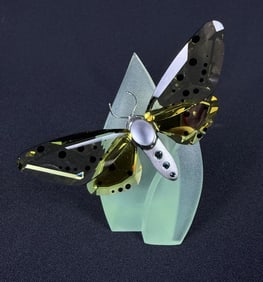 Swarovski Amorita Jonquil Butterfly With Acrylic Leaf Display. Excellent condition With original box