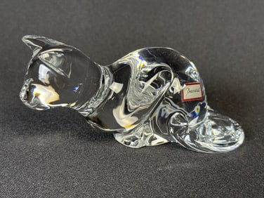 Baccarat Glass Cat Figurine Excellent condition free from damage. 5 inches long, 2 inches tall 2.5