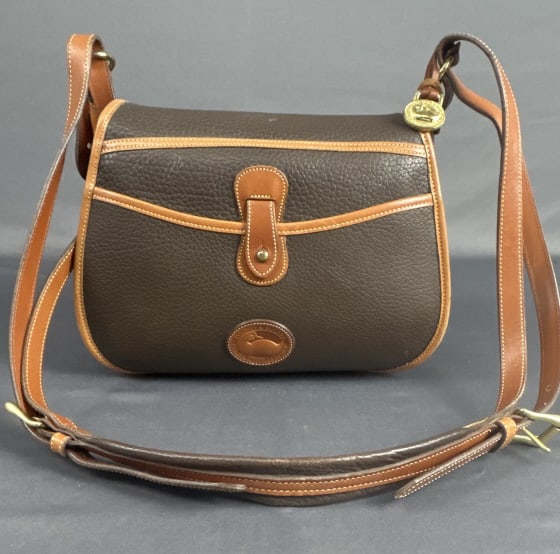 Vintage Dooney & Bourke Leather Shoulder Bag Vintage Dooney & Bourke olive brown and tan leather (1 of 10)