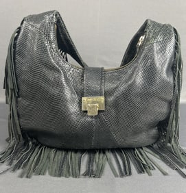 Jimmy Choo Snakeskin Hobo Bag & Dust Bag Oversized Jimmy Choo black suede snakeskin hobo bag.