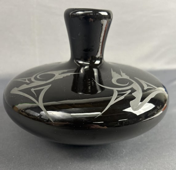 Cedar Mesa Native American Black on Black Vase Black on black Cedar Mesa Native American pottery (1 of 5)
