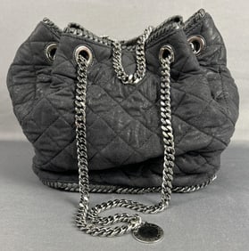 Stella McCartney Large Quilted Tote Stella McCartney falabella bucket bag in black quilted faux