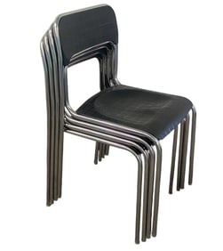Sintesi Vintage 80's Chrome Dining Chairs Set of four dining chairs in the Memphis style by Sintesi,