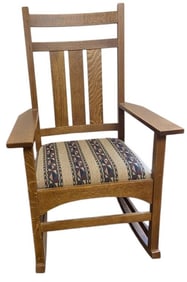 Mission Style Rocking Chair Modern wooden rocking chair in the Mission style with a geometric