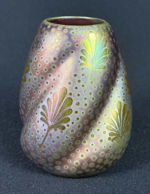 Weller Sicard Vase 5 inches tall by 4 inches wide. Crazing over all. No cracks or chips (1 of 5)