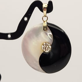 14K Yellow Gold Mother-Of-Pearl & Onyx Ying & Yang Pendant