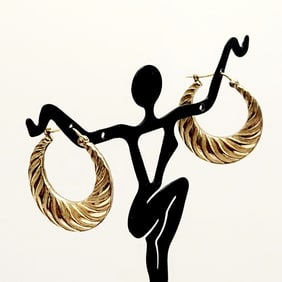 Carla 14K Yellow Gold Twisted  Hoop Earrings Weighs 2.4 grams.