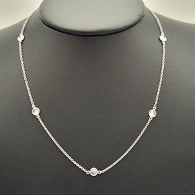 14K White Gold & Cubic Zirconia Necklace Necklace is adjustable, 17" to