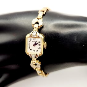 Hamilton 14K Yellow Gold & Diamonds Ladies Watch Watch was running & keeping time when this was