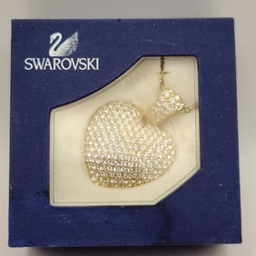 Swarovski Crystal Cluster Puffed Heart Pendant Necklace Gold