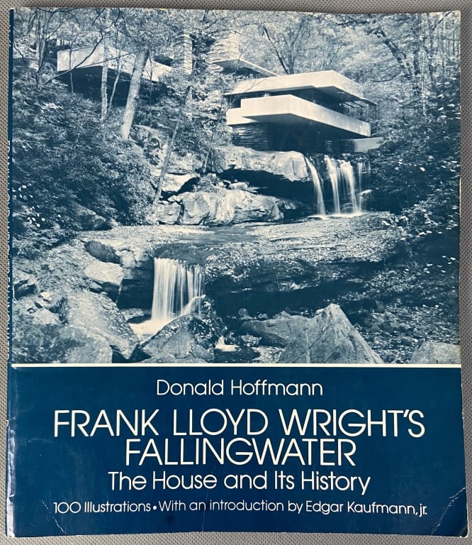 Frank Lloyd Wright's Falling Water Book 1978 Frank Lloyd Wright's Fallingwater the House and Its: Frank Lloyd Wright's Fallingwater the House and Its History by Donald Hoffman. Published by Dover, 1978, first edition. Small crease in bottom right corner of cover, name written on interior front end