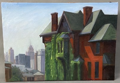 Brush Park Detroit Oil Painting Clinton Snider Original oil painting of the Brush Park neighborhood