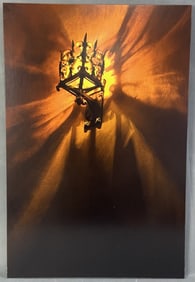 Street Light Original Photograph on Board Photograph of a lit cast iron light, printed on foam