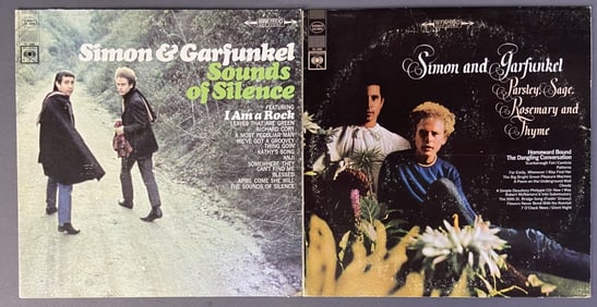 Simon & Garfunkel Vinyl Albums Set of Two Sounds of Silence, Columbia Records CL 9269.
