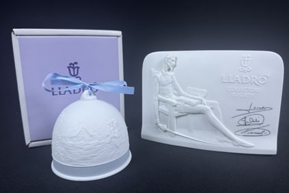 Lladdro Winter Bell Ornament & Society Stand Sign 17616 Winter Bell with no measuring 3.5 x 4.5 x 5